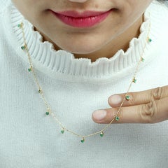 Emerald Chain Necklace Made In 18k Yellow Gold