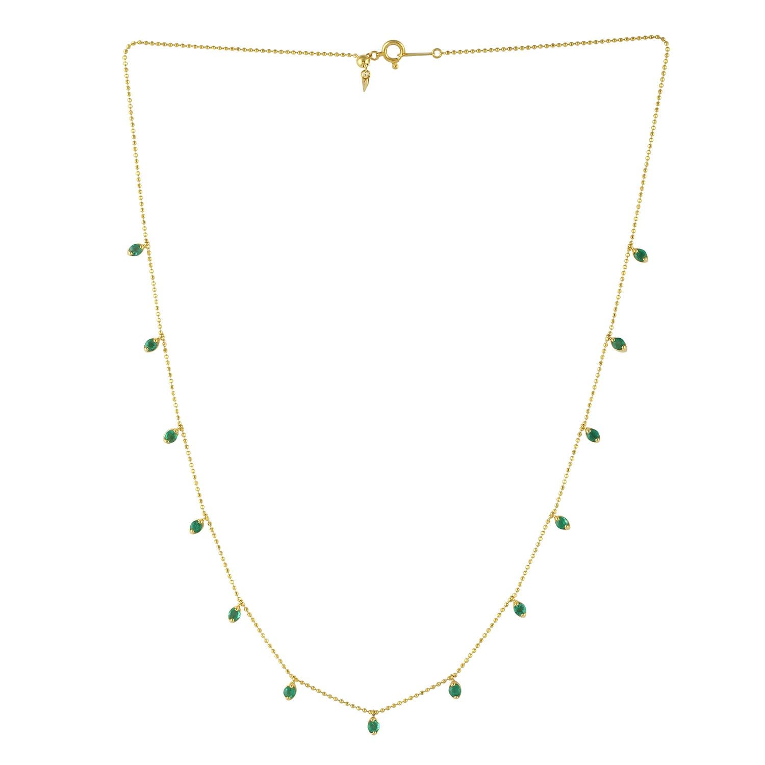 Emerald Chain Necklace Made In 18k Yellow Gold im Zustand „Neu“ im Angebot in New York, NY