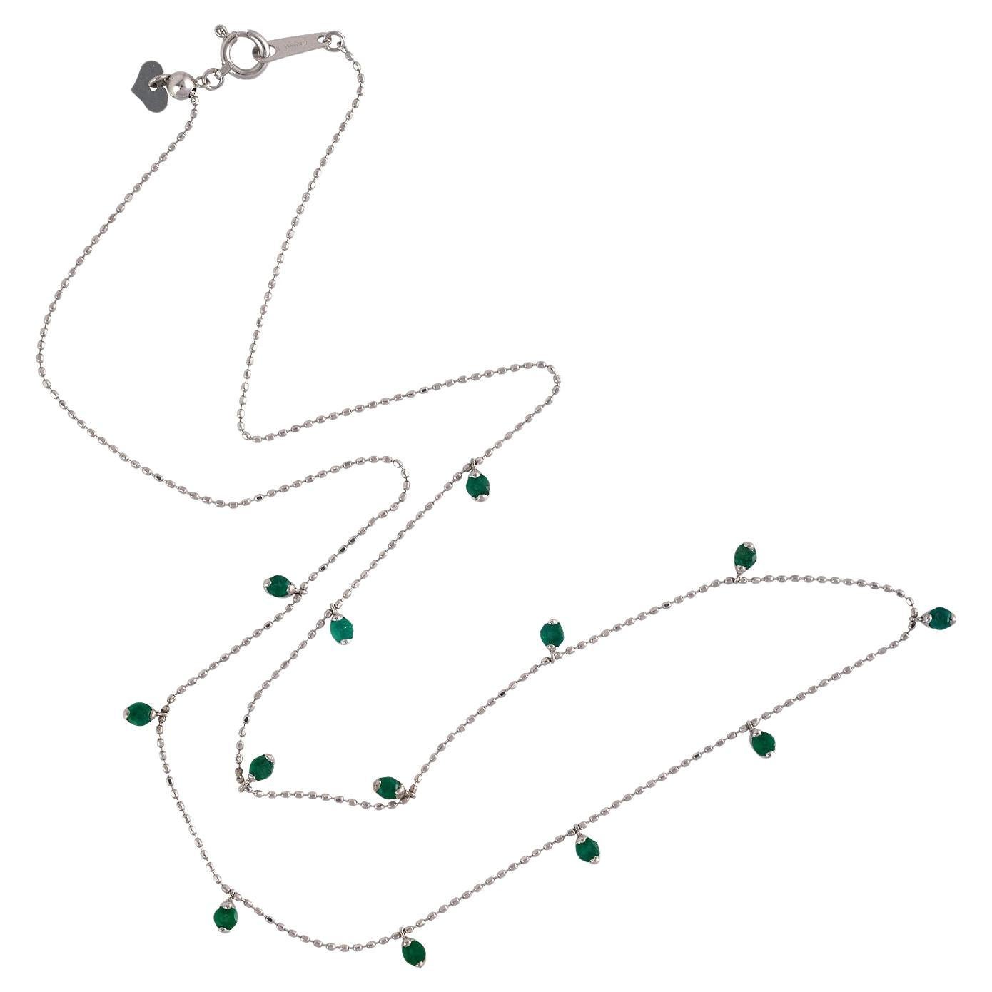 Emerald Chain Necklace Made In 18k Yellow Gold