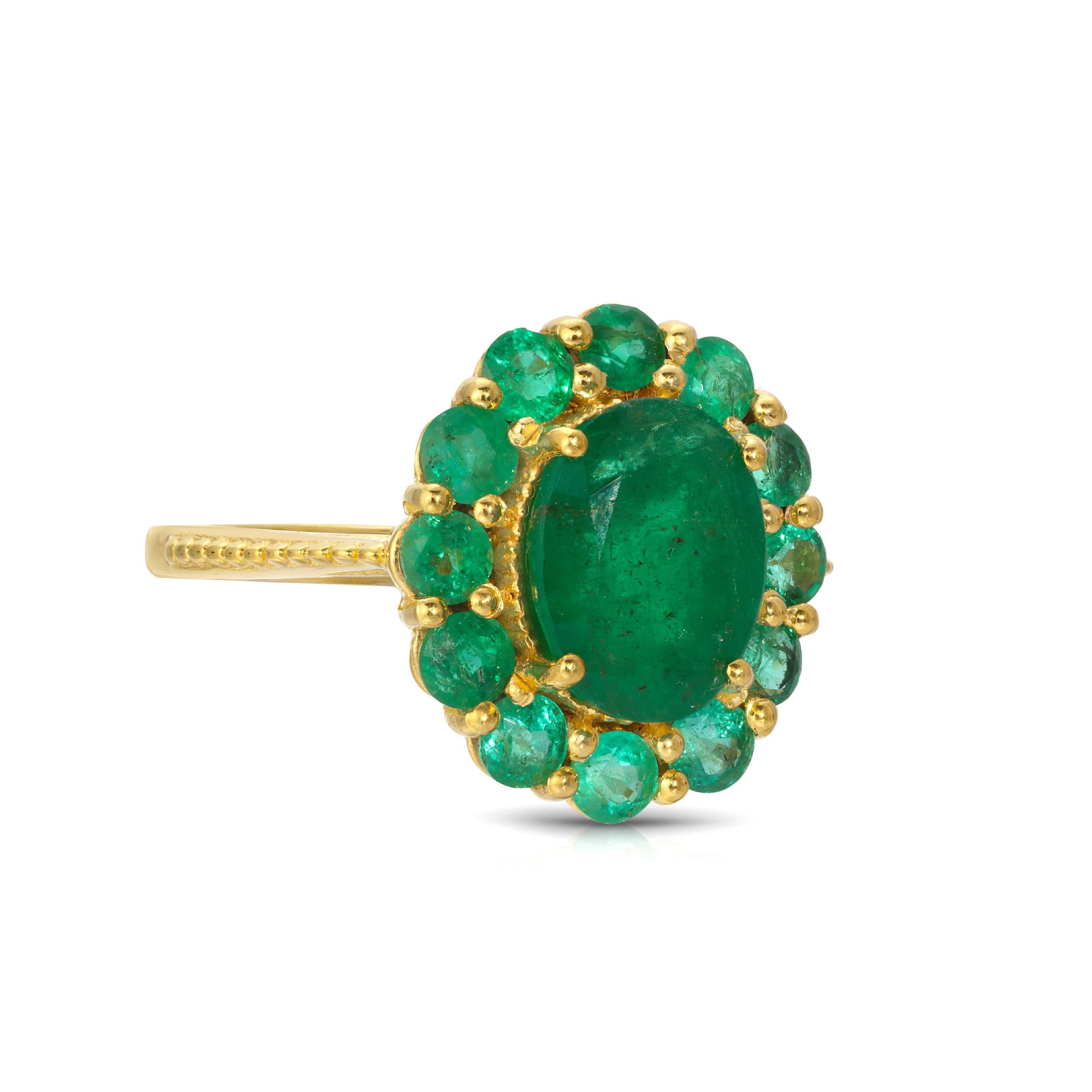 Mixed Cut Emerald Cluster Ring