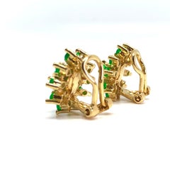 Emerald Cluster Yellow Gold Earrings