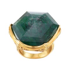 Steven Battelle Emerald Cocktail Ring 18k Gold