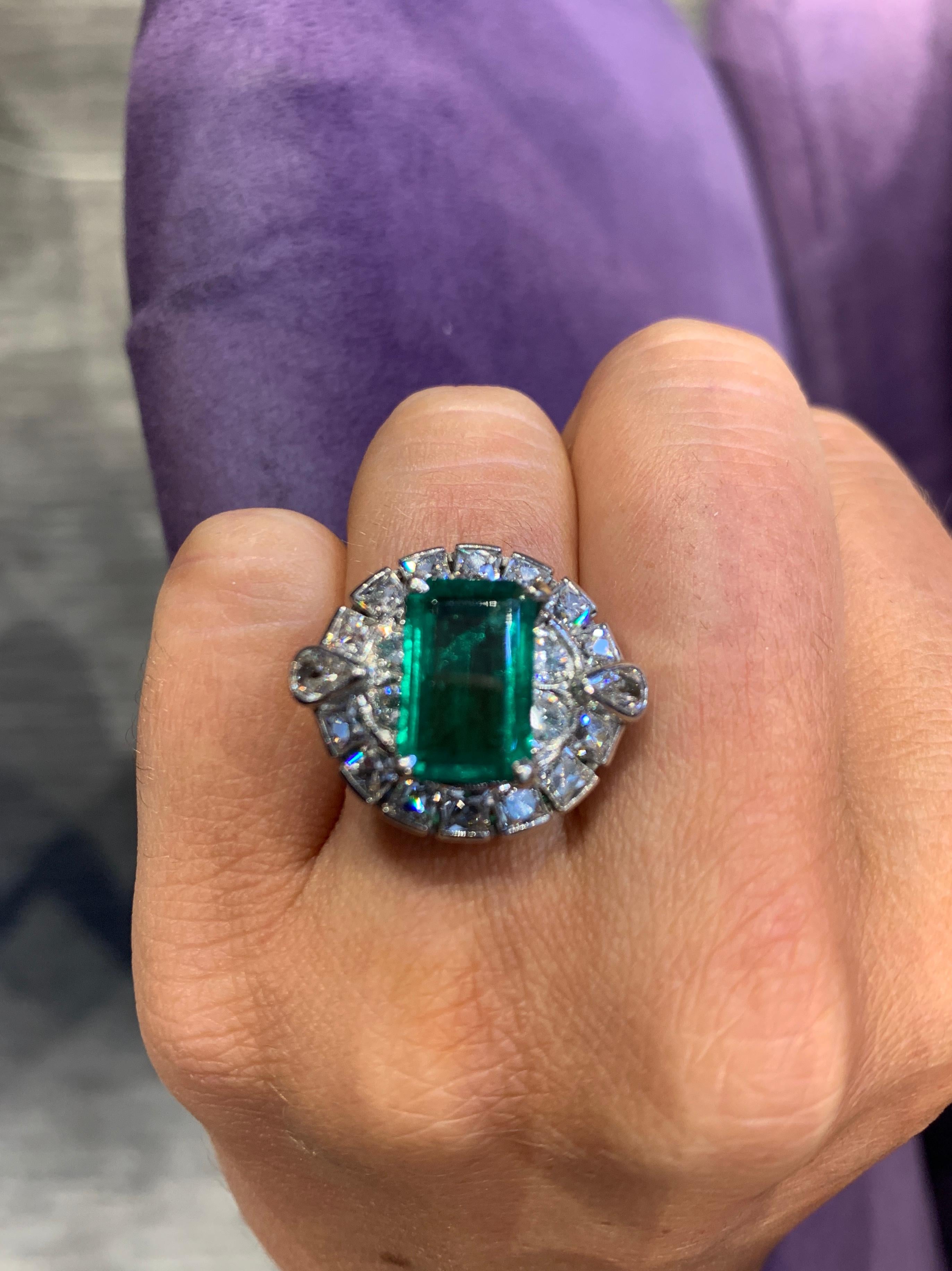 Emerald Cut Emerald Cocktail Ring For Sale