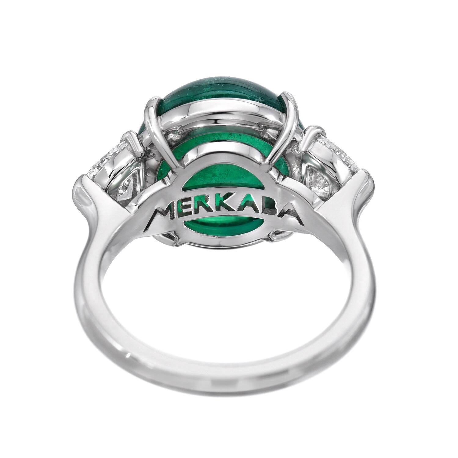 Round Cut Emerald Colombia Diamond Platinum Ring