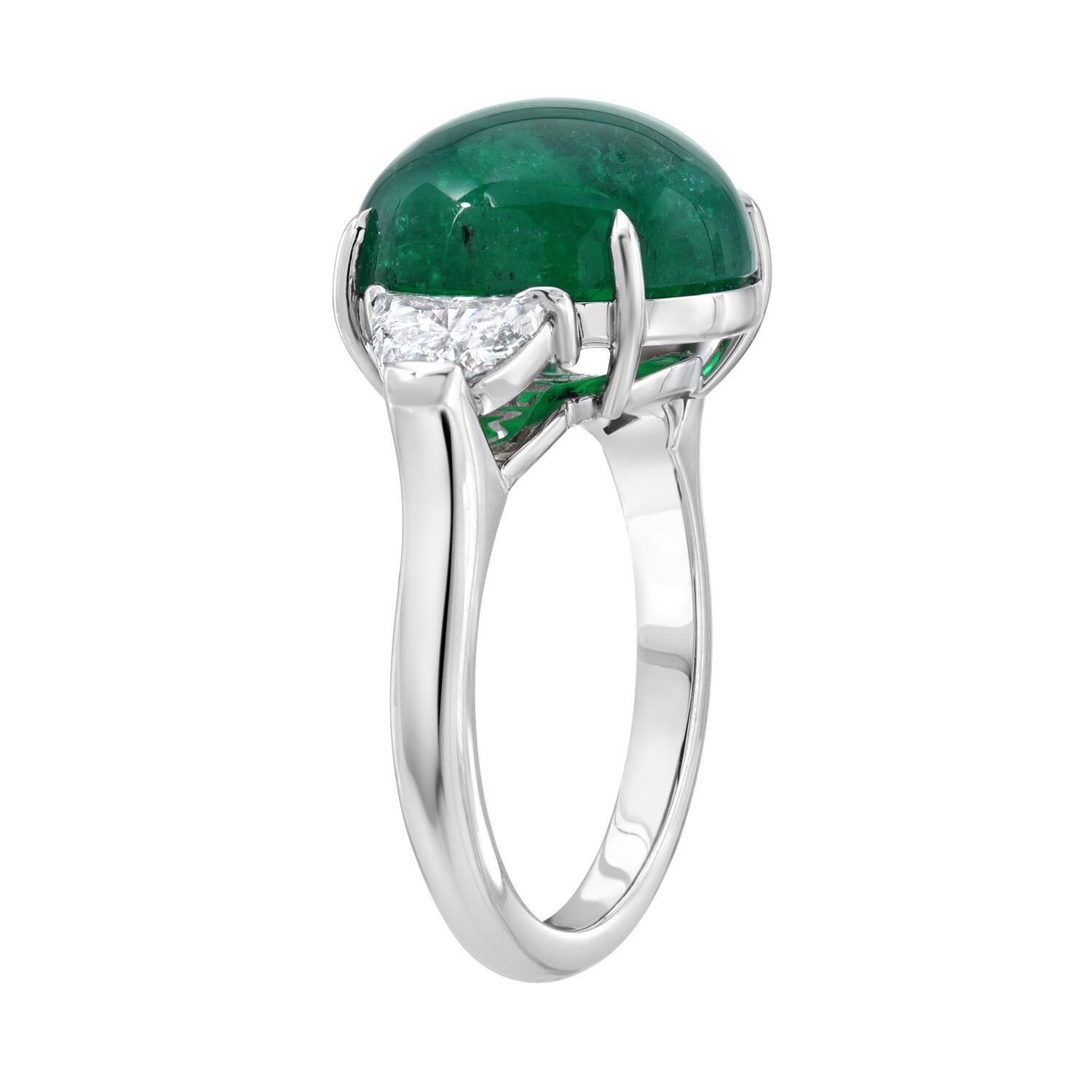 Emerald Colombia Diamond Platinum Ring In New Condition In Beverly Hills, CA