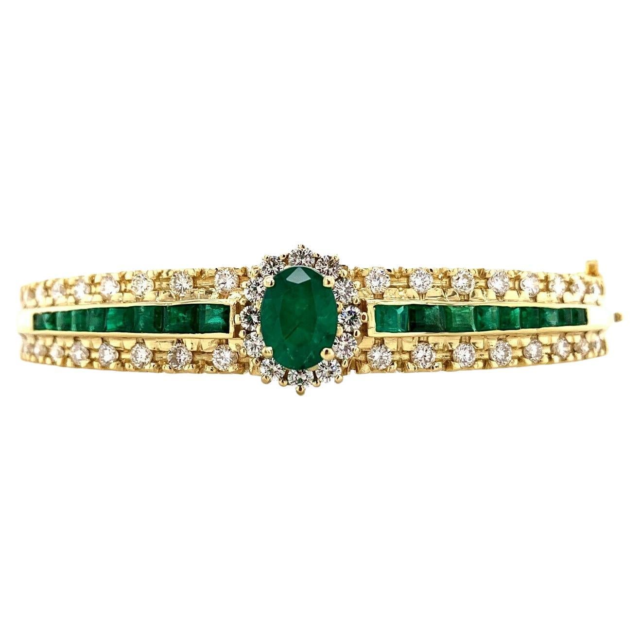 Emerald Colombian & Diamond 3.45ct T.W. Estate Bracelet 