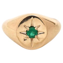 Emerald Compass 14K (18K Custom) Gold Signet Ring