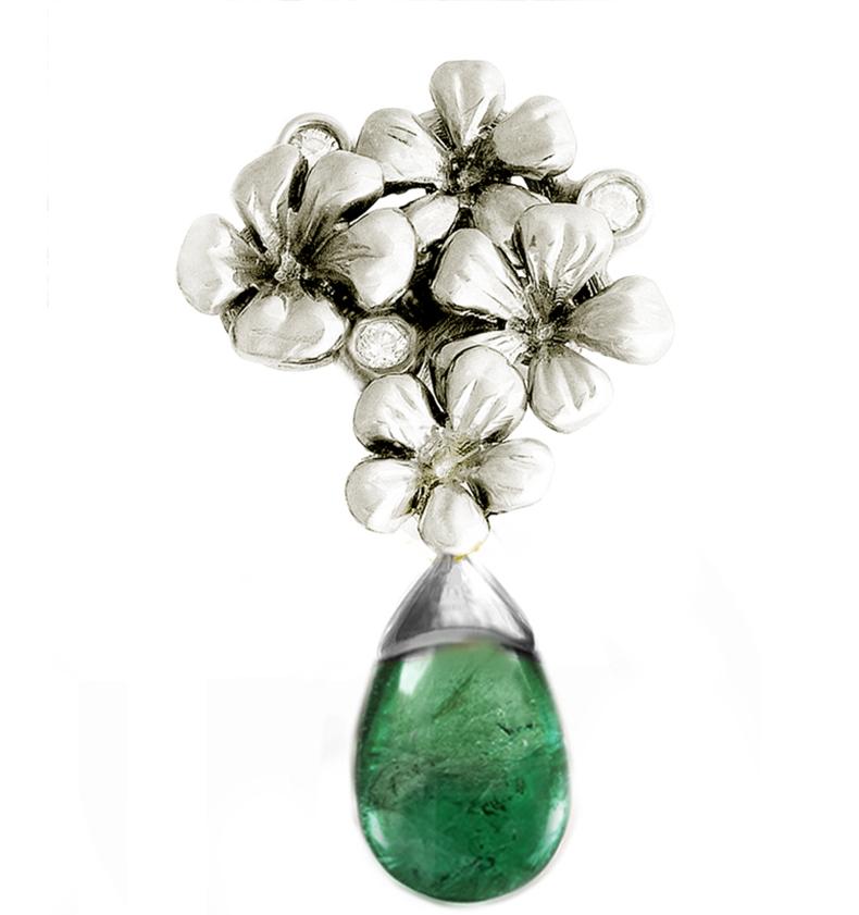 Contemporary Emerald Ohrstecker aus Weißgold mit Diamanten (Zeitgenössisch) im Angebot