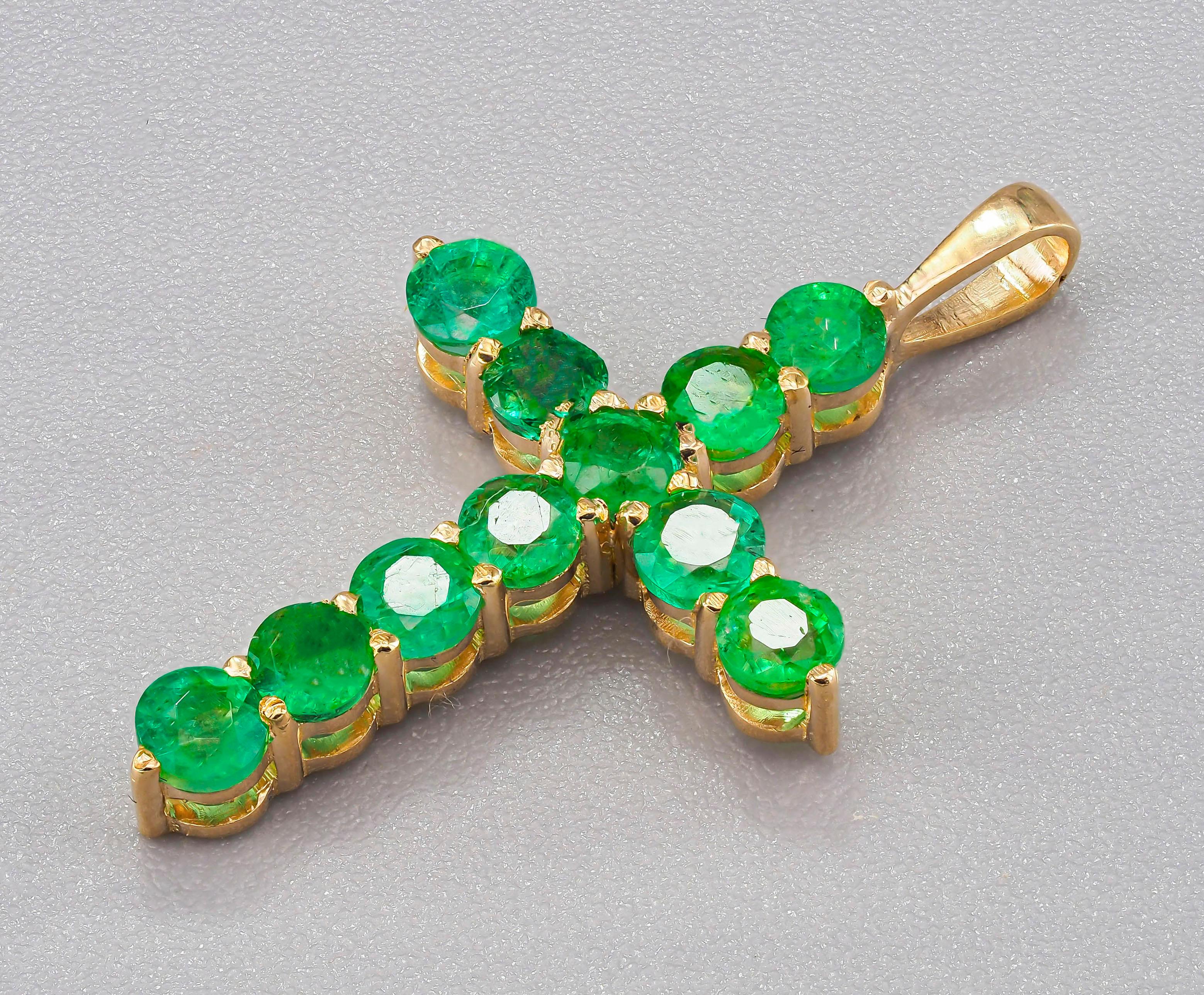 Gold cross with emeralds clearance