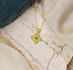 Emerald Cross Pendant with Granulations