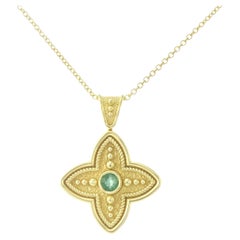 Emerald Cross Pendant with Granulations
