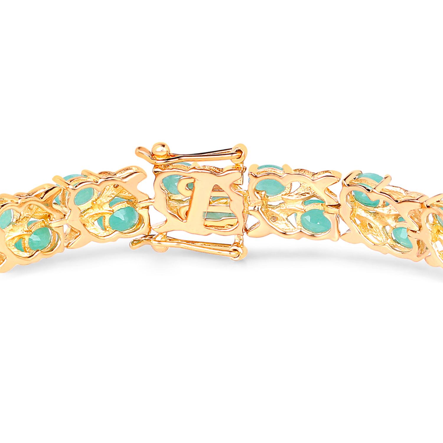 Pulsera Esmeralda Cruzada Diamantes 10,3 Quilates Oro Amarillo de 14 K Chapado en Plata Corte oval en venta