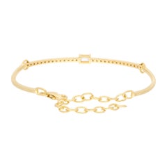 Emerald Cuff Diamond Friendship Bar Bracelet 14 Karat Yellow Gold Fine Jewelry