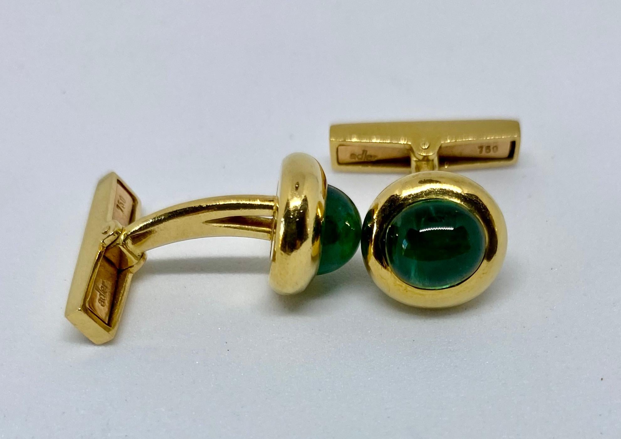 yellow gold emerald cufflinks