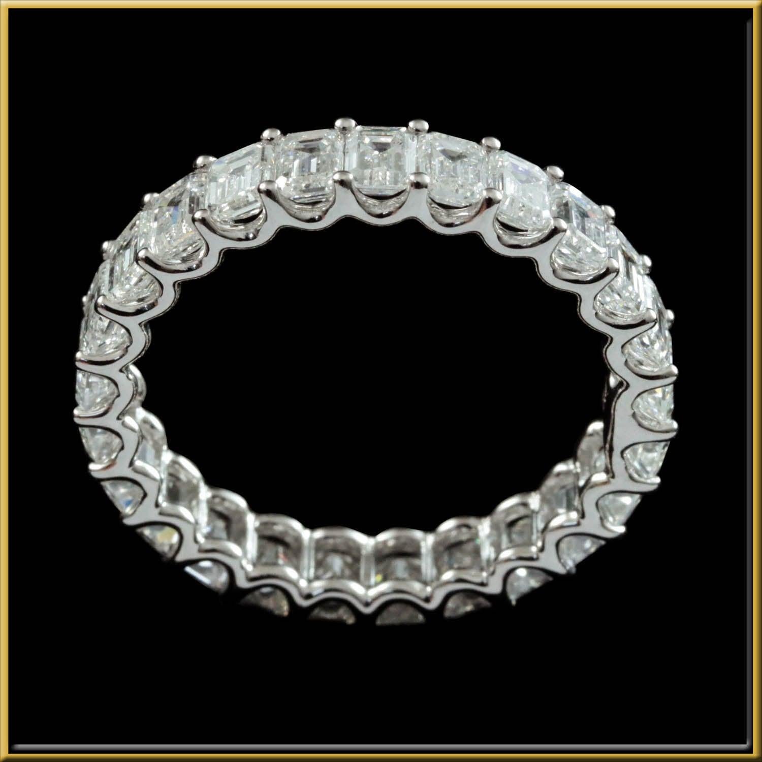 For Sale:  Emerald Cut 0.15 Carat Each Diamond Eternity Ring in 18 Karat Gold 2