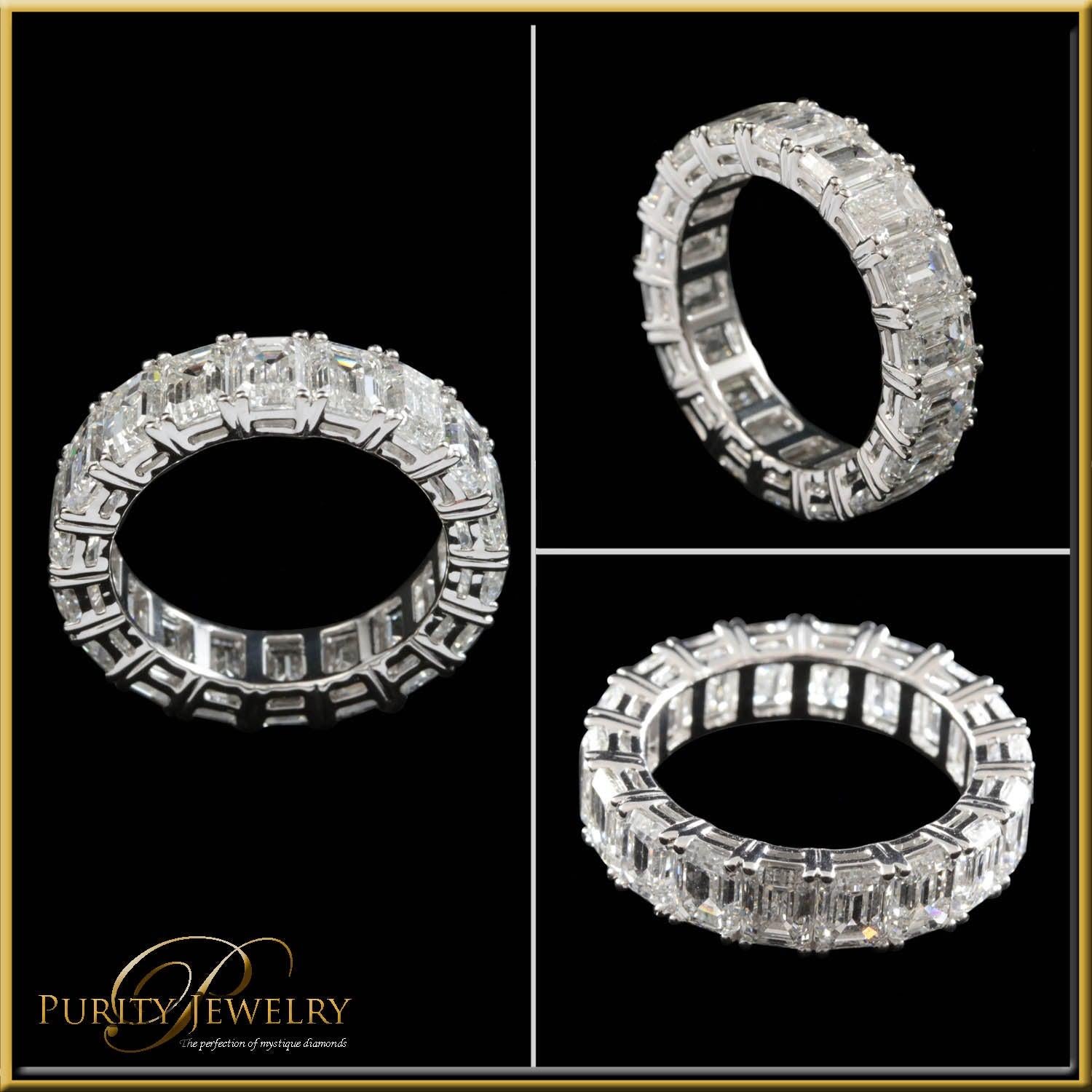 For Sale:  Emerald Cut 1/2 Carat Each Diamond Eternity Ring in 18 Karat Gold 4