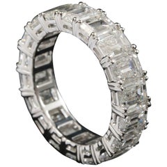 Emerald Cut 1/2 Carat Each Diamond Eternity Ring in 18 Karat Gold