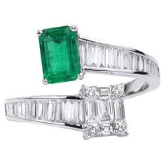 Emerald Cut 1 Carat Emerald Diamond Baguette Cut Cocktail Engagement Ring