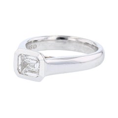 Emerald Cut 1.01 Carat Diamond 14 Karat Gold Signet Ring