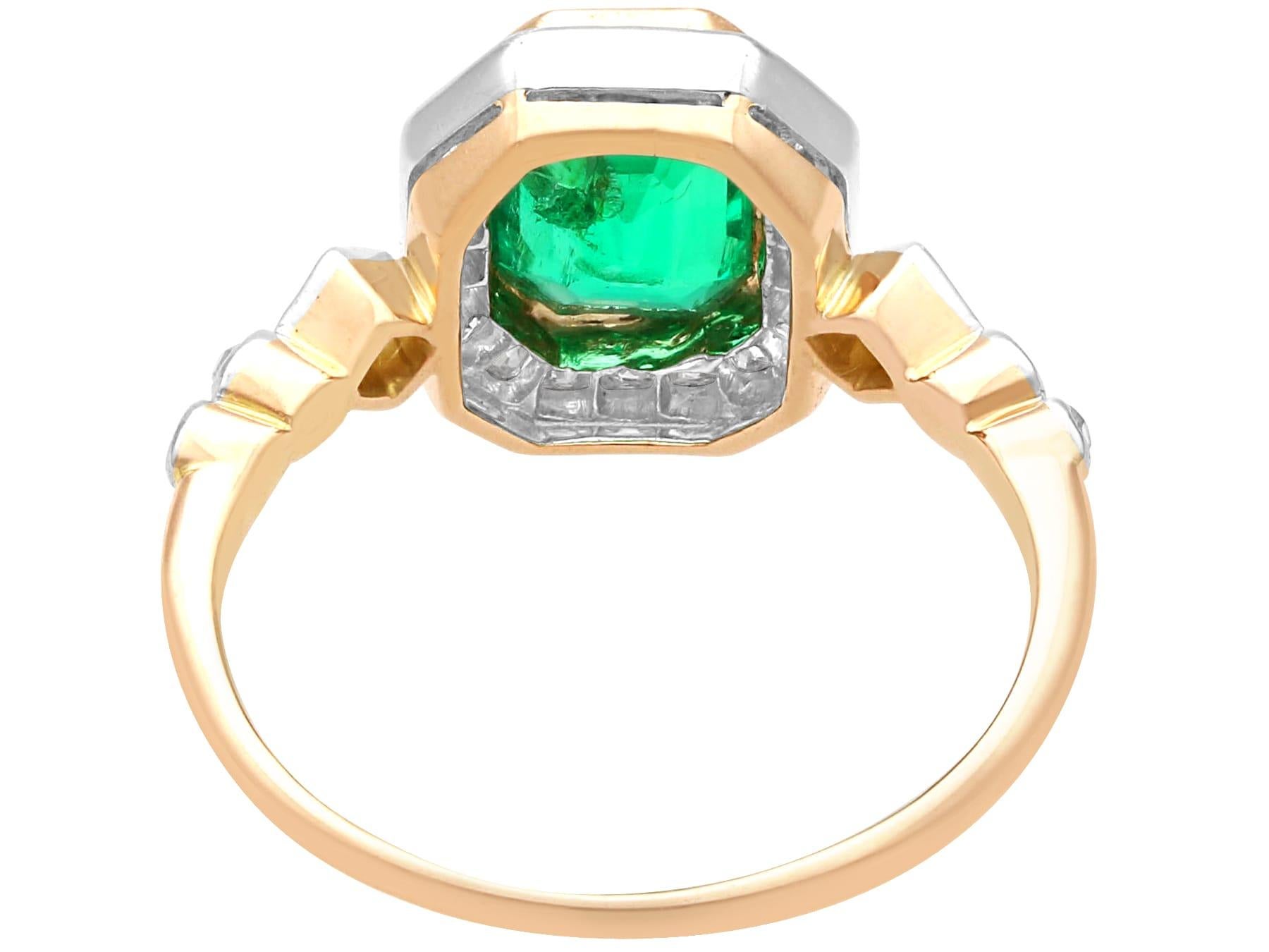 Women's or Men's Emerald Cut 1.07 Carat Colombian Emerald and Diamond Ring For Sale