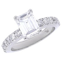 Emerald Cut 1.20 carat D VVS2 GIA  Platinum  Ring  with 12 Diamonds 0.42 carat 