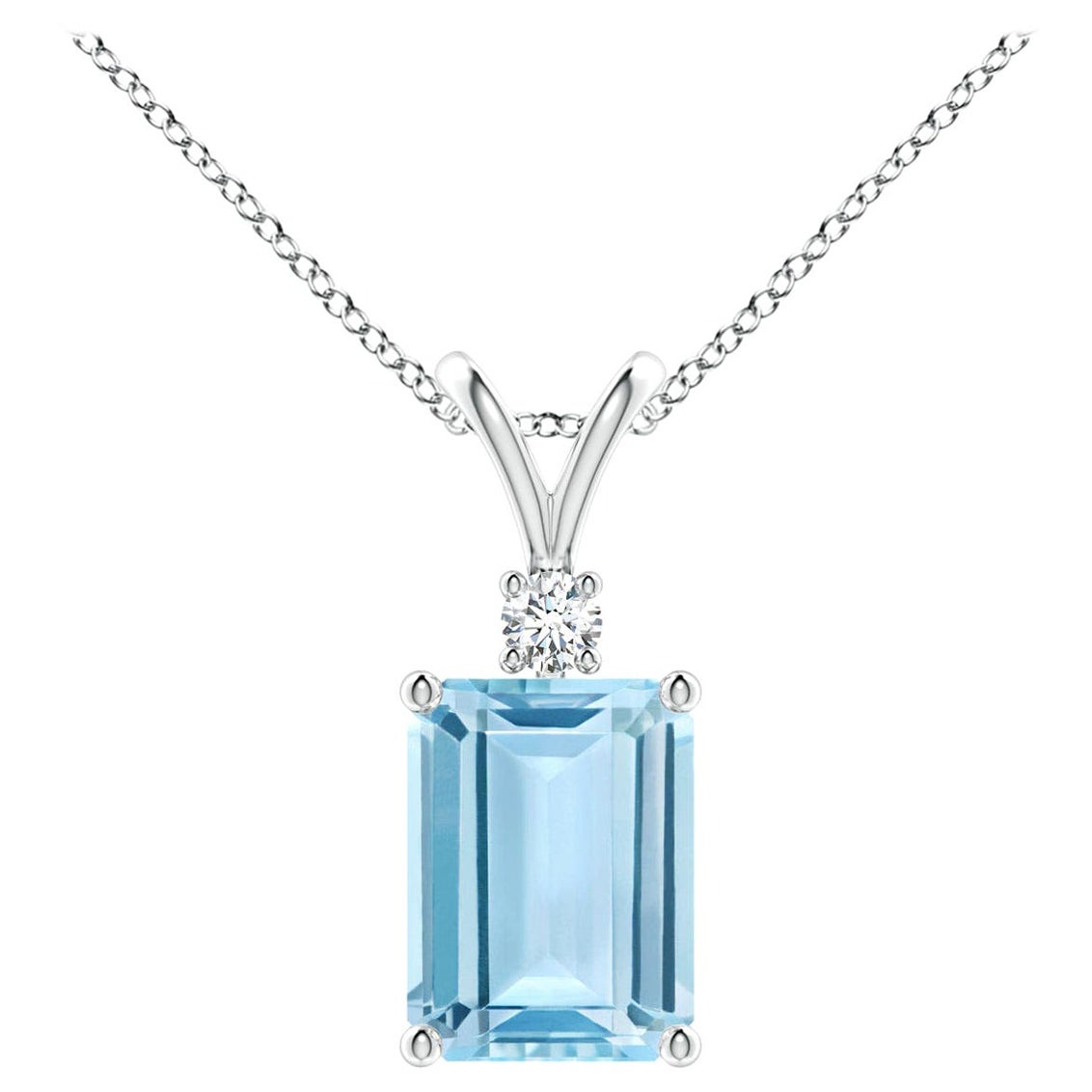 Pendentif aigue-marine de 1,35 carat de taille émeraude avec diamants en argent sterling 925