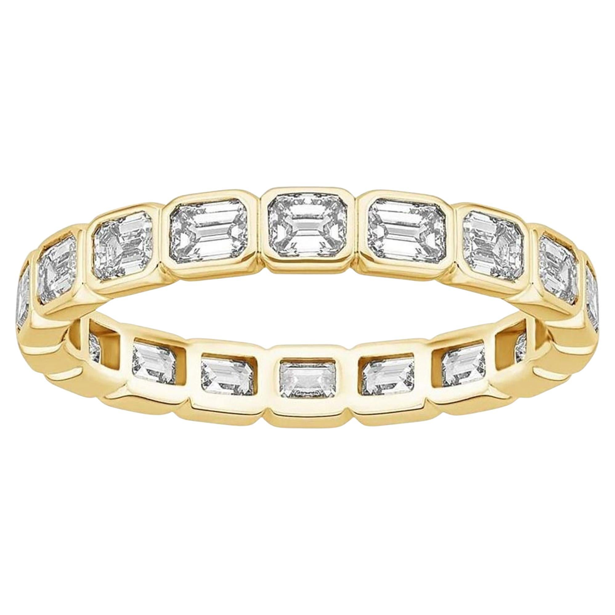 Anello di eternità in oro 14K con diamante taglio smeraldo