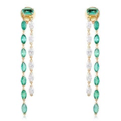 Emerald Cut 14K (or 18k upon request) Yellow Gold Dual Strand Drop Earrings