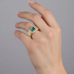 Emerald Cut 14K (or 18k upon request) Yellow Gold Ribbed Band Ring