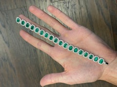 Emerald-Cut 16.37 Natural Zambian Emerald Halo Bracelet