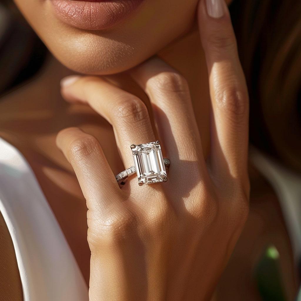 in vendita:  Anello con diamante solitario in oro giallo 18K con taglio smeraldo 2