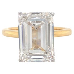 Emerald Cut 18K Yellow Gold Solitaire Diamond Ring
