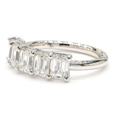 Emerald Cut 2.54 Carats Half Eternity 18K White Gold *Natural Diamonds* F VVS
