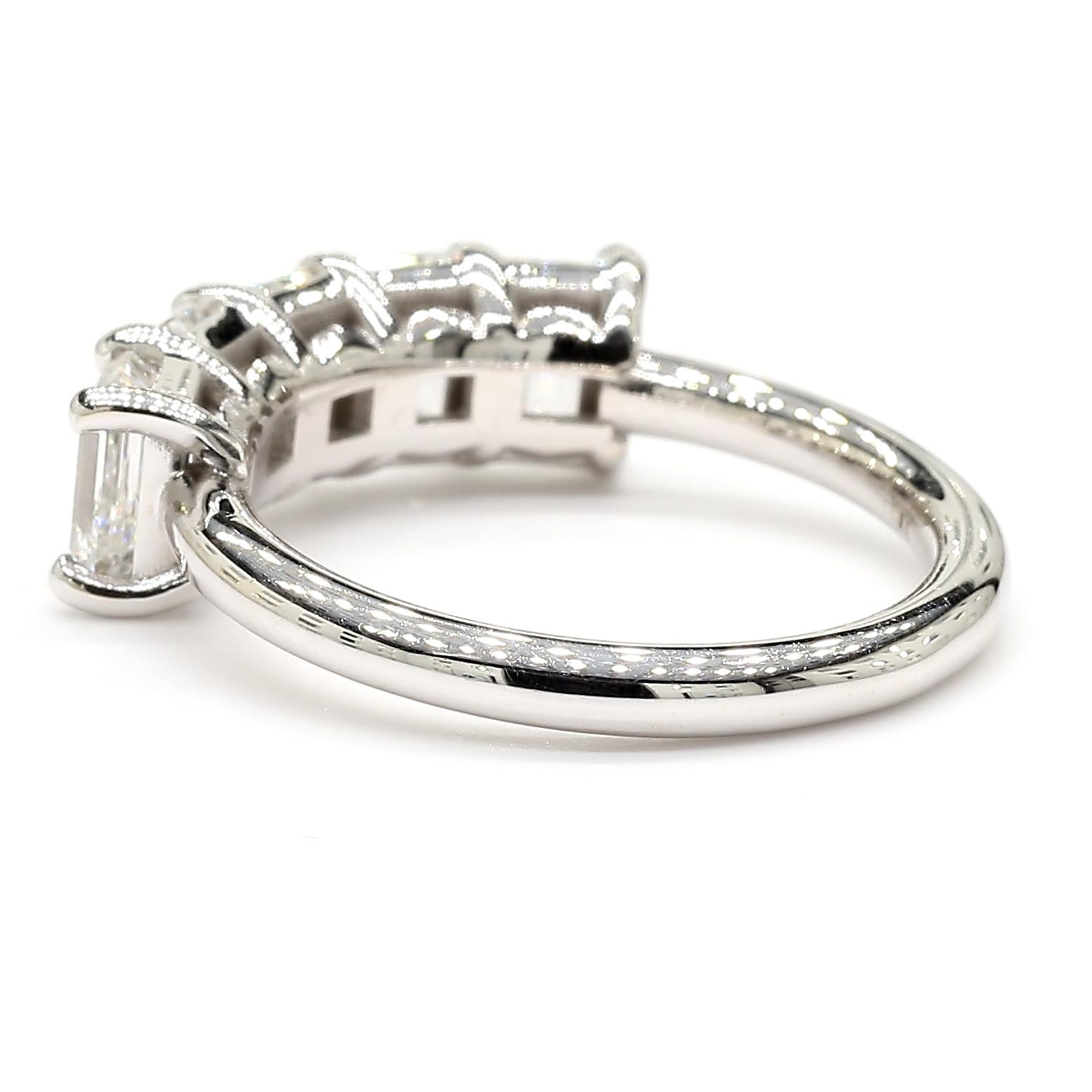 Women's Emerald Cut 2.54 Carats Half Eternity 18K White Gold *Natural Diamonds* F VVS For Sale