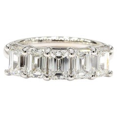 Taglio Smeraldo 2,54 Carati Mezza Eternità Oro Bianco 18K *Diamanti Naturali* F VVS