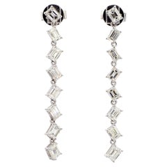 Pendiente Blanco Talla Esmeralda 2,99 Quilates Oro Blanco 18K Colgante *Diamantes Naturales*
