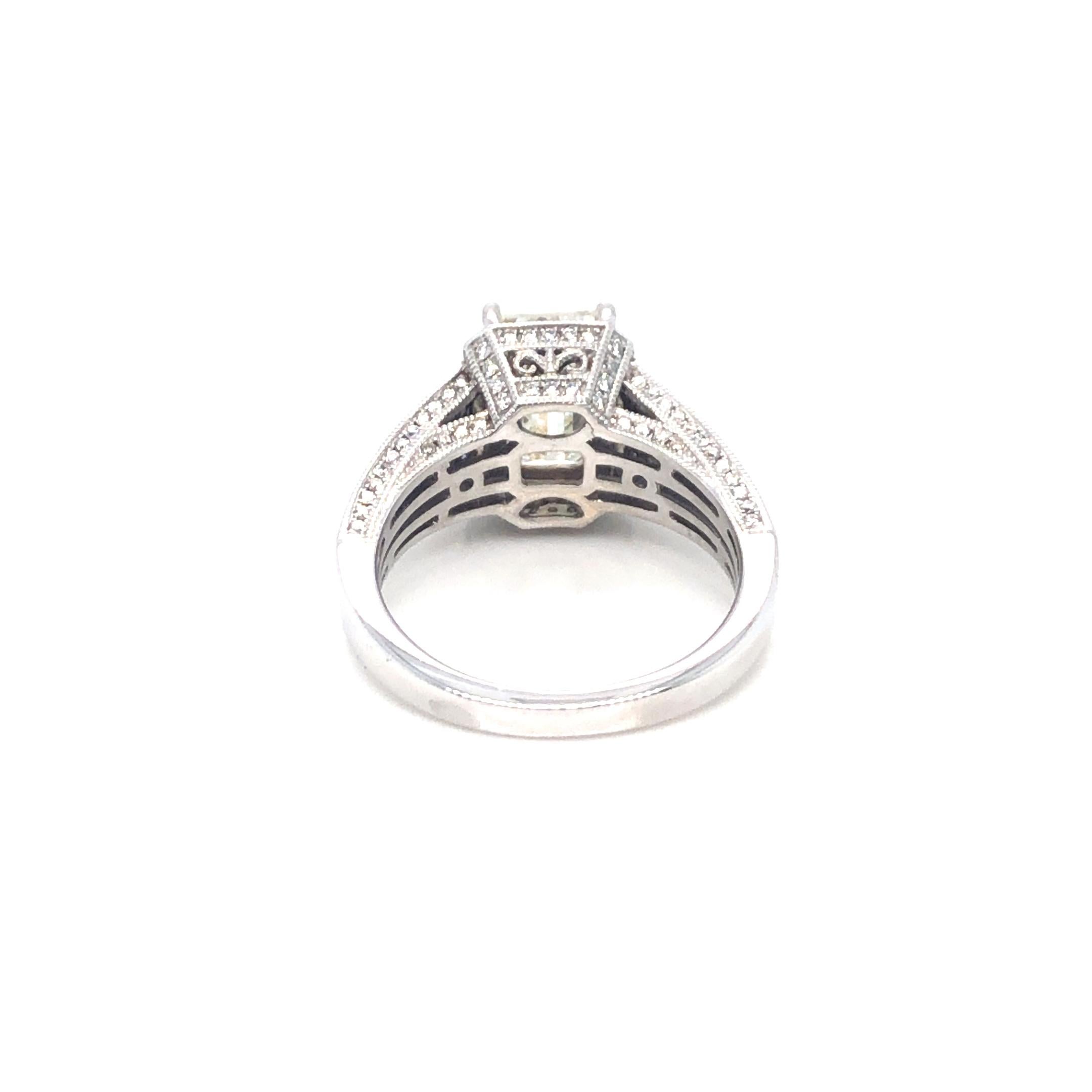 Women's Emerald Cut 3.01ct Diamond Engagement Ring 14K White Gold