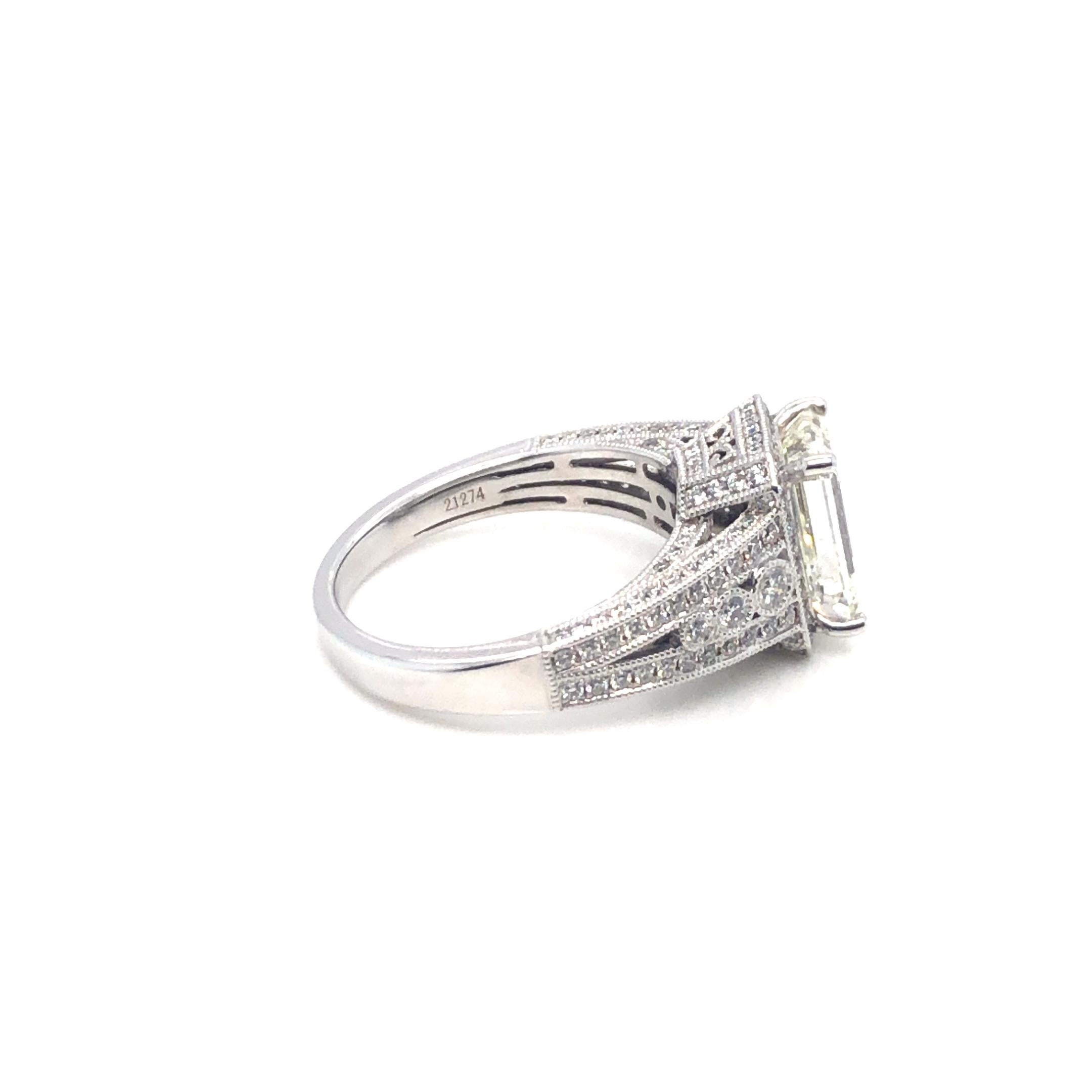 Emerald Cut 3.01ct Diamond Engagement Ring 14K White Gold 1