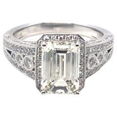 Emerald Cut 3.01ct Diamond Engagement Ring 14K White Gold