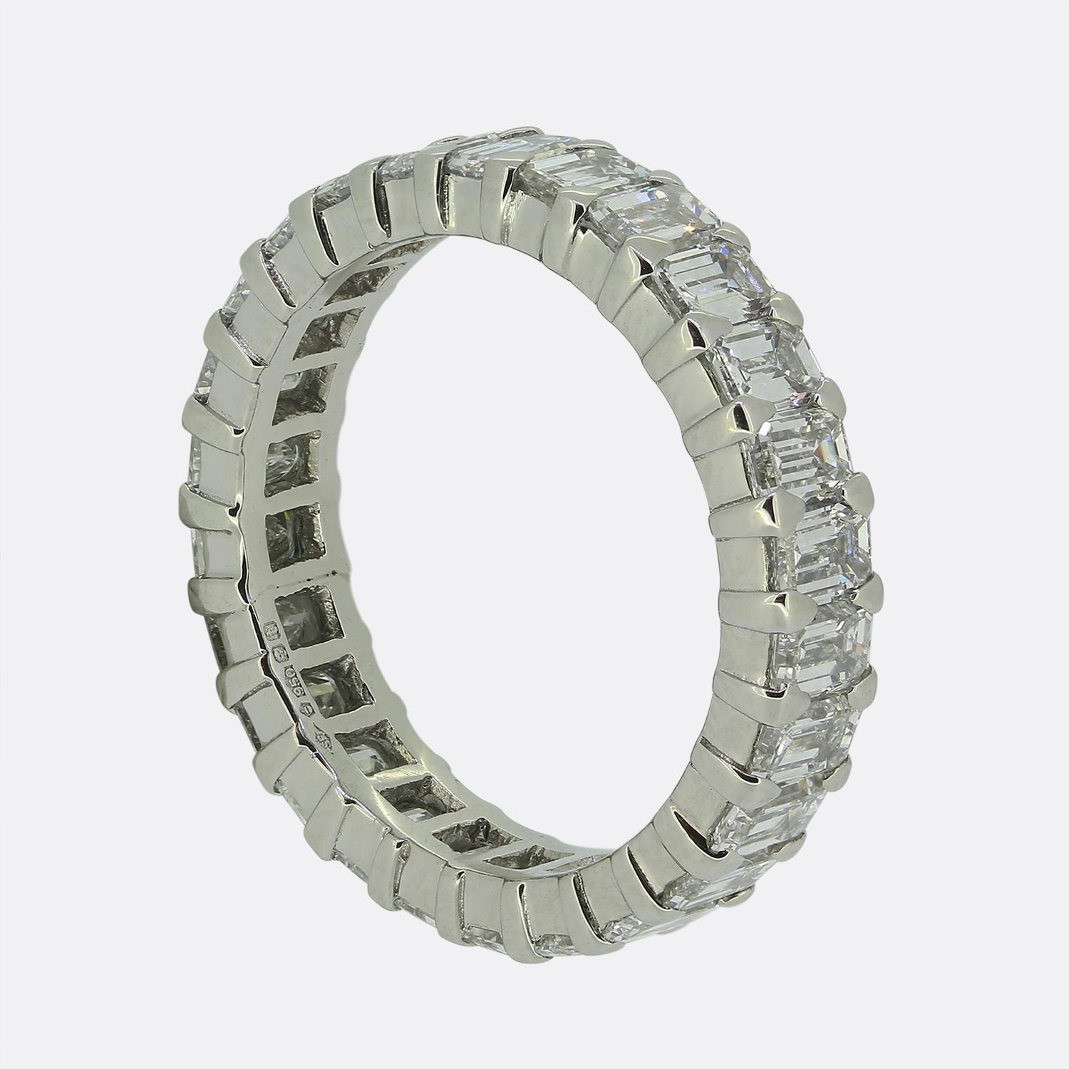 Emerald Cut 3.64 Carat Diamond Full Eternity Ring Size L (51) In Excellent Condition For Sale In London, GB