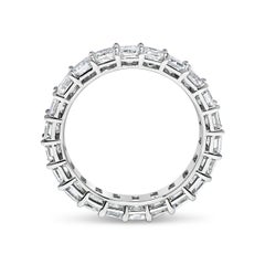 3.80 Carat Emerald Cut Diamond Wedding Eternity Band In Platinum