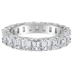 Emerald Cut 3.80 Carat Diamond Wedding Eternity Band Set in Platinum