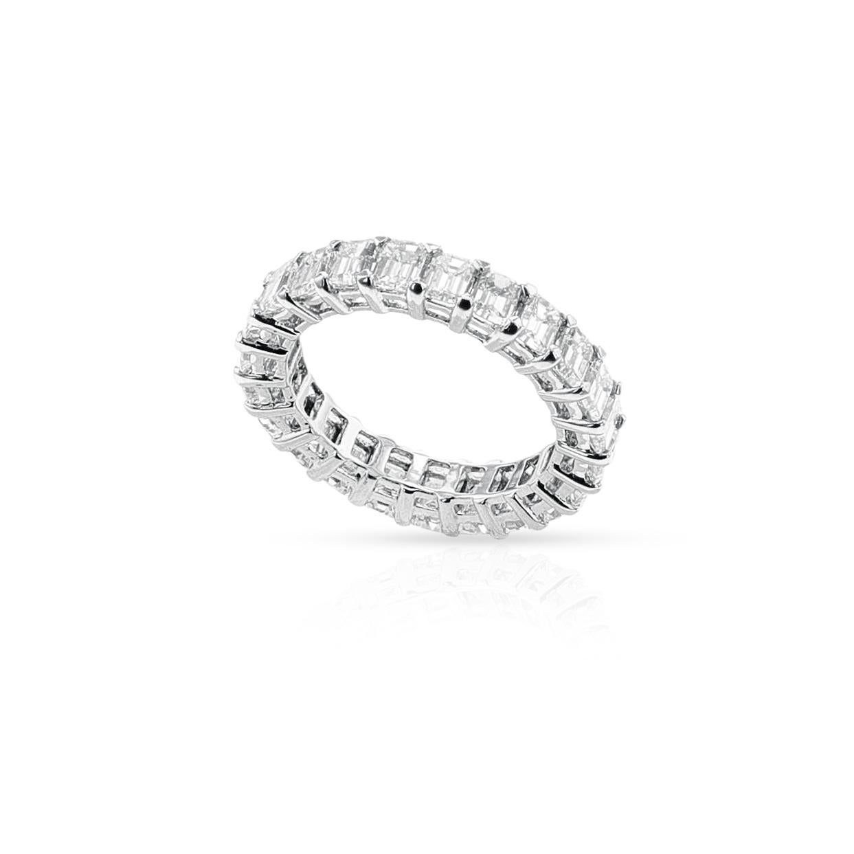 Emerald-Cut 4.61 ct. Diamond Eternity Band, 18k White Gold  For Sale 1