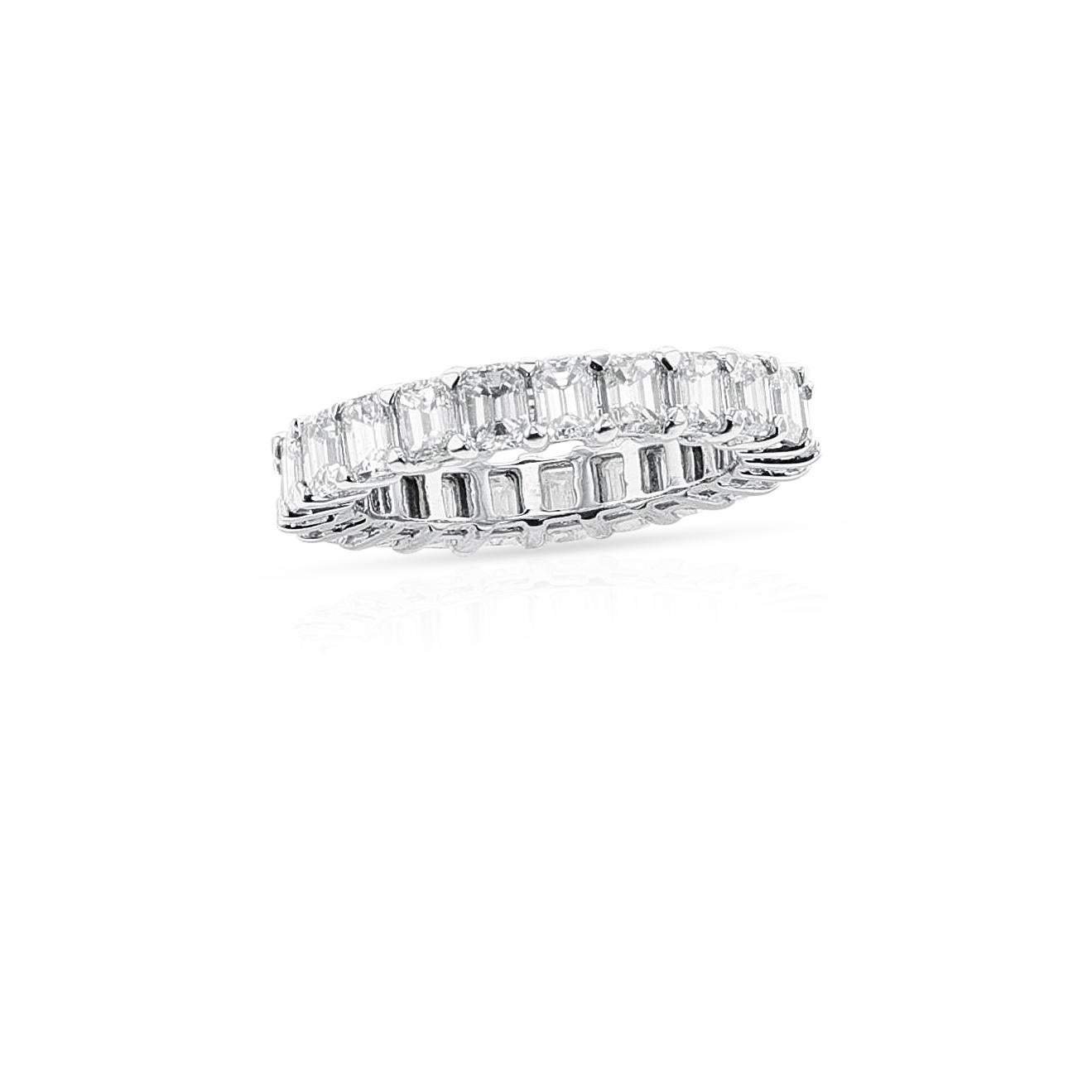 Emerald-Cut 4.61 ct. Diamond Eternity Band, 18k White Gold  For Sale 2