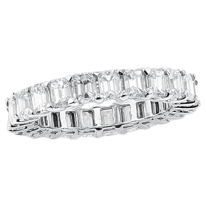 Emerald-Cut 4.61 ct. Diamond Eternity Band, 18k White Gold  For Sale