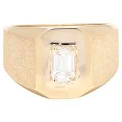 Emerald Cut .50ctw Diamond Signet Ring, 14k Yellow Gold, Ring Size 5.75