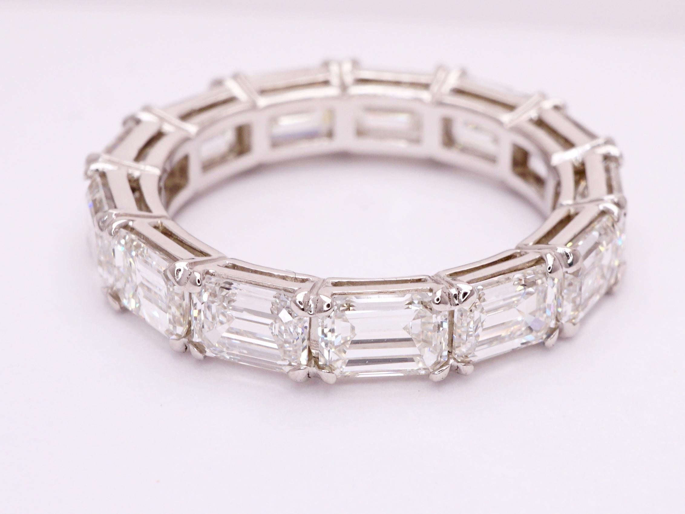 horizontal emerald cut eternity band