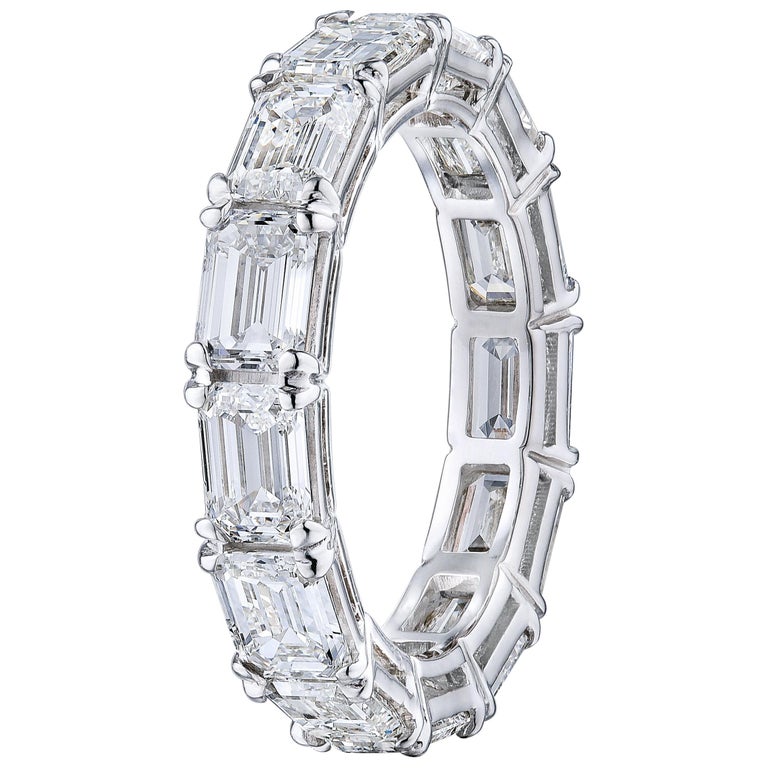 Emerald Cut 5.30 Carat Diamond Wedding Eternity Band Set in Platinum