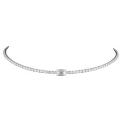 Emerald Cut 5.38Ct Certified Diamond Choker Necklace 14K White Gold Fine Jewelry