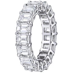 GIA-zertifizierter 6,22 Karat Diamant im Smaragdschliff und Platin-Ehering